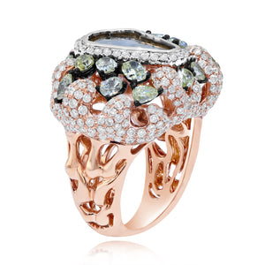 2.95ct White, 2.30ct Fancy and 1.48ct Ice Diamond Ring set in 18KT Rose Gold / RC885