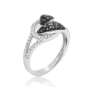 0.27ct White and 0.43ct Black Diamond Ring set in 14KT White Gold / RD551B