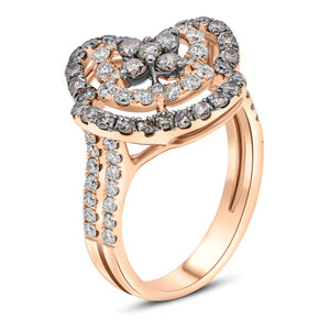0.66ct White and 0.82ct Brown Diamond Ring set in 14KT Rose Gold / RD689