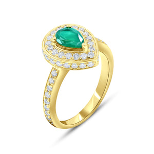 0.82ct Diamond and 0.73ct Emerald Ring set in 18KT Yellow Gold / RE724H