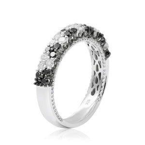 0.40ct White and 0.40ct Black Diamond Ring set in 14KT White Gold / RF568D