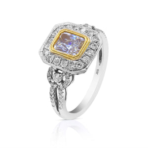 0.63ct White and 1.19ct Fancy Diamond Ring set in 18KT White and Yellow Gold / RF607
