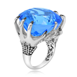 0.85ct Diamond and 67.21ct Blue Tanzanite Ring set in 18KT White Gold / RG198