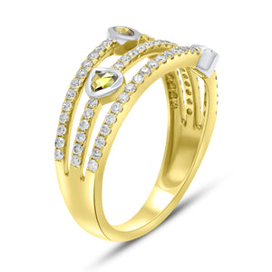 0.45ct White and 0.20ct Fancy Diamond Ring set in 18KT White and Yellow Gold / RG436J1