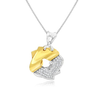 0.93ct Diamond Pendant set in 18KT White and Yellow Gold / RG789