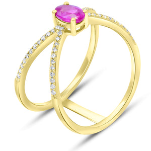 0.22ct Diamond and 0.64ct Ruby Ring set in 14KT Yellow Gold / RI041932GBA