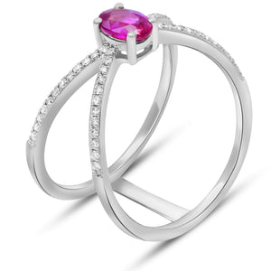 0.23ct Diamond and 0.50ct Ruby Ring set in 14KT White Gold / RI041932GB