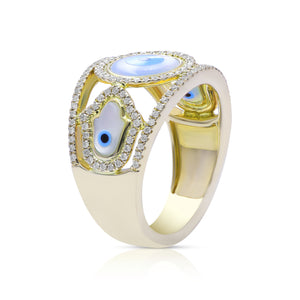 0.41ct Diamond and 1.50ct Mother of Pearl Ring set in 14KT Yellow Gold / RI375A