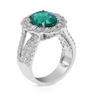2.88ct Diamond and 3.88ct Emerald Ring set in 18KT White Gold / RI433E