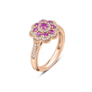 0.23ct Diamond and 0.30ct Ruby Ring set in 14KT Rose Gold / RK296R