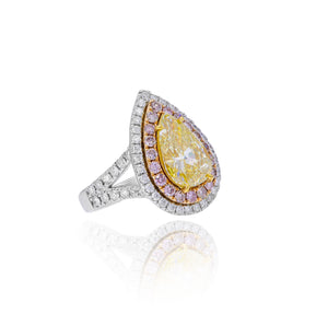 1.22ct White, 4.80ct Yellow and 0.86ct Pink Diamond Ring set in 18KT White, Yellow and Rose Gold / RL805