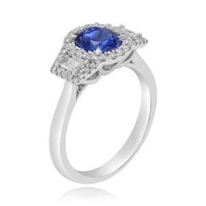 0.47ct Diamond and 1.78ct Sapphire Ring set in 18KT White Gold / RN387A