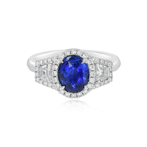 0.69ct Diamond and 1.65ct Sapphire Ring set in 18KT White Gold / RN387B