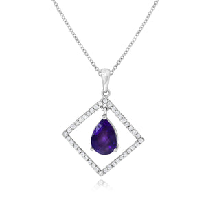 0.37ct Diamond and 1.64ct Amethyst Pendant set in 14KT White Gold / S17653A