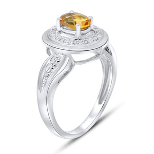 0.08ct Diamond and 0.74ct Citrine Ring set in 14KT White Gold / S17798C