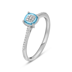 0.09ct Diamond and 0.65ct Blue Topaz Ring set in 14KT White Gold / S63785