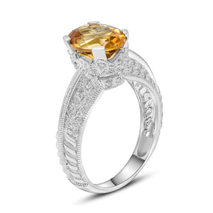 0.25ct Diamond and 2.53ct Citrine Ring set in 14KT White Gold / S9149A
