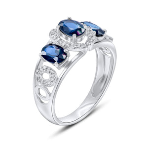 0.09ct Diamond and 1.87ct Sapphire Ring set in 14KT White Gold / SR031621C