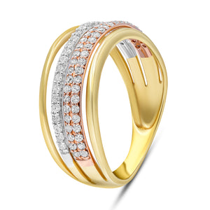 0.46ct Diamond Ring set in 14KT White, Rose and Yellow Gold / SR034777