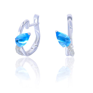 0.15ct Diamond and 2.32ct Blue Topaz Earrings set in 14KT White Gold / E11330A