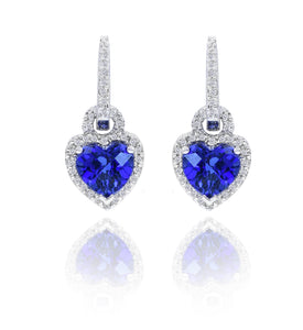 0.20ct Diamond and 3.47ct Created Sapphire Earrings set in 10KT White Gold / ESC6536S