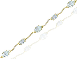 0.24ct Diamond and 5.61ct Green Amethyst Bracelet set in 14KT Yellow Gold / JBCB150020A