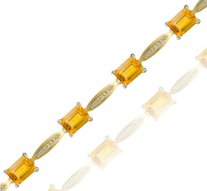 0.23ct Diamond and 7.59 ct Citrine Bracelet set in 14KT Yellow Gold / JBCB150021F