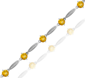 0.22ct Diamond and 4.03ct Citrine Bracelet set in 14KT White Gold / JBCB150028