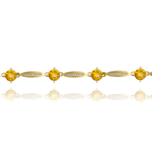 0.22ct Diamond and 4.00ct Citrine Bracelet set in 14KT Yellow Gold / JBCB150028A