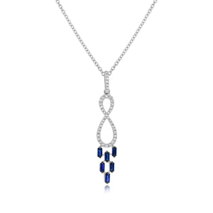 0.14ct Diamond and 0.30ct Sapphire Pendant set in 14KT White Gold / P20093A