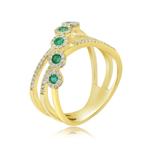 0.25ct Diamond and 0.24ct Emerald Ring set in 14KT Yellow Gold / PCR156372B3