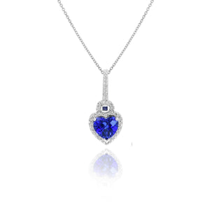 0.20ct Diamond and 3.52ct Created Sapphire Pendant set in 10KT White Gold / PSC6536S