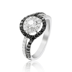 0.60ct White and 0.57ct Black Diamond Ring set in 14KT White Gold / RC458A