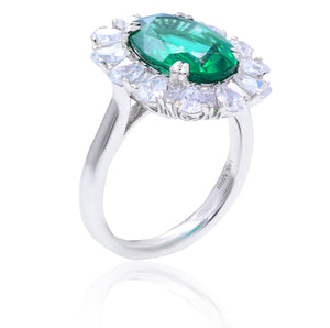 2.10ct Diamond and 5.08ct Emerald Ring set in 18KT White Gold / RM929