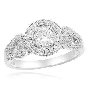 White Diamond Engagement Ring - Set in 14K White Gold - Prong Set 0.71 ct /S45827D